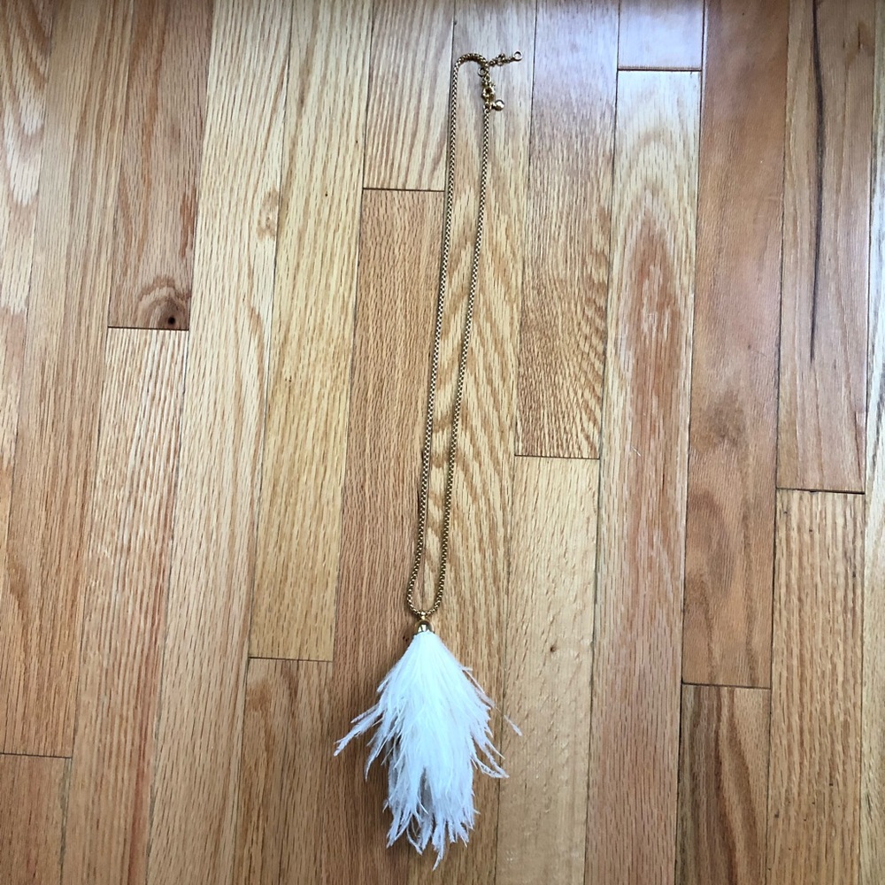 J. Crew Cream Feather Pendant Necklace NWOT